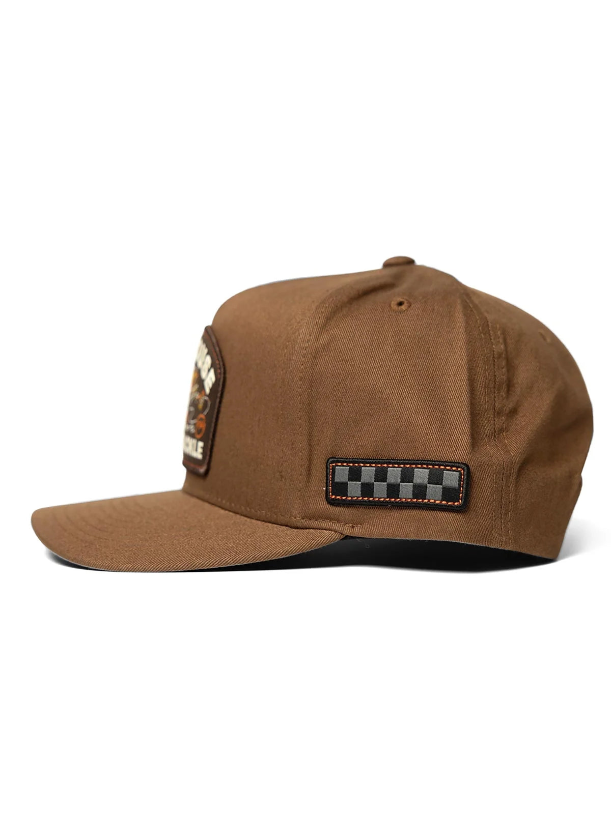 Fasthouse Men's Baited Snapback Hat in Brown, left-side view