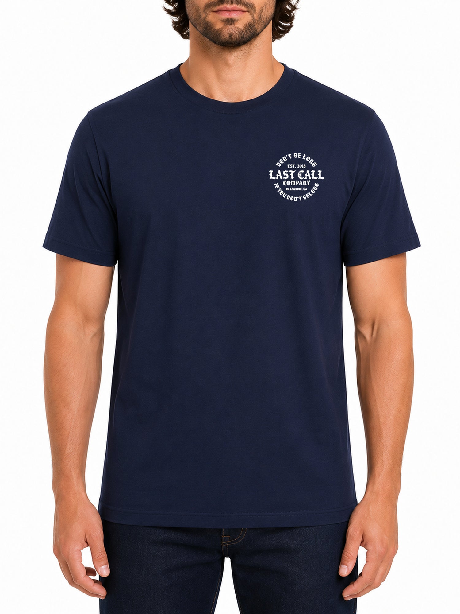 Last Call Co Belong Badge Men's Graphic T-shirt - Navy