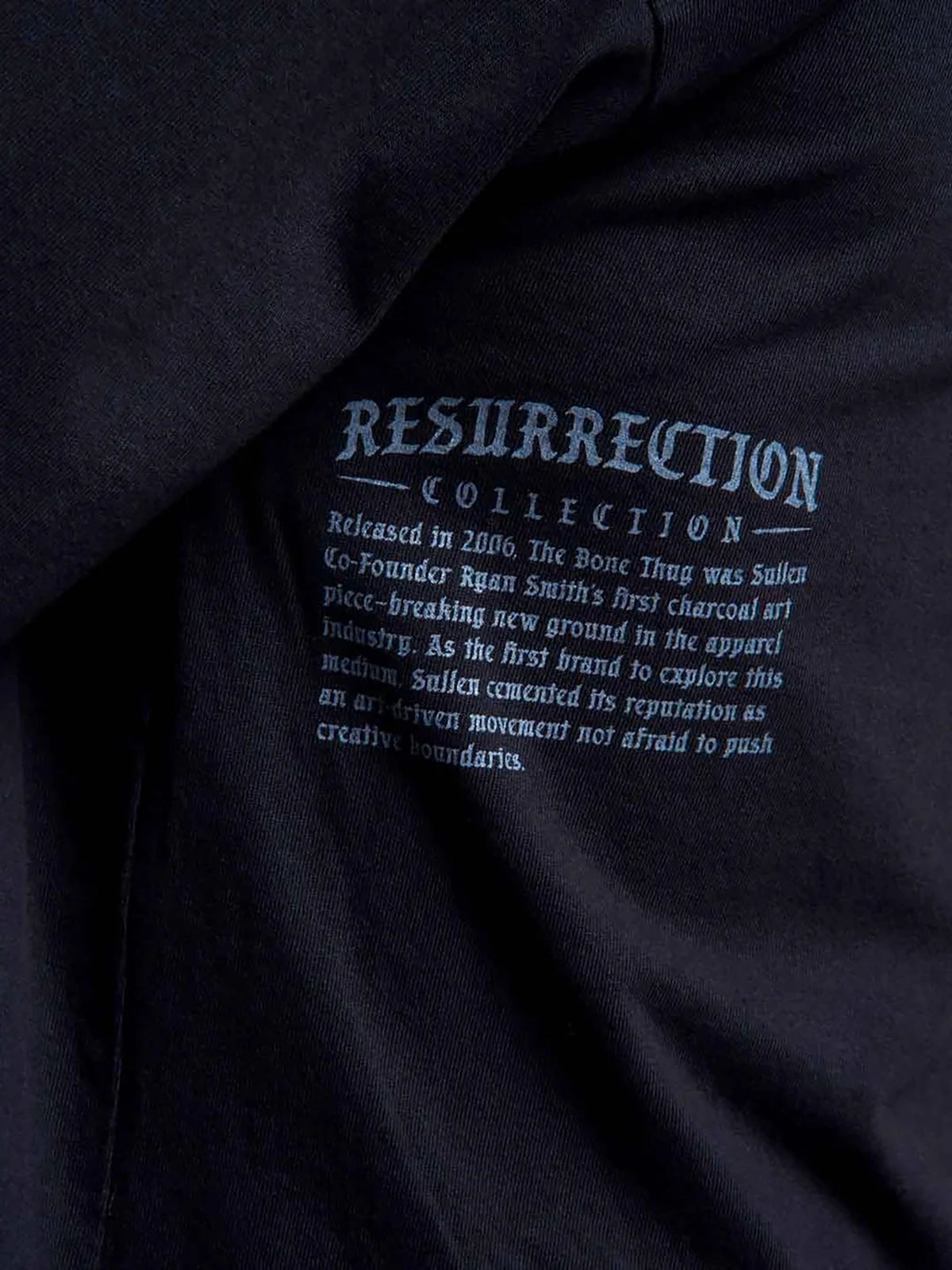 Jet Black Sullen Bone Thug 1 Ton T-shirt - close-up detail