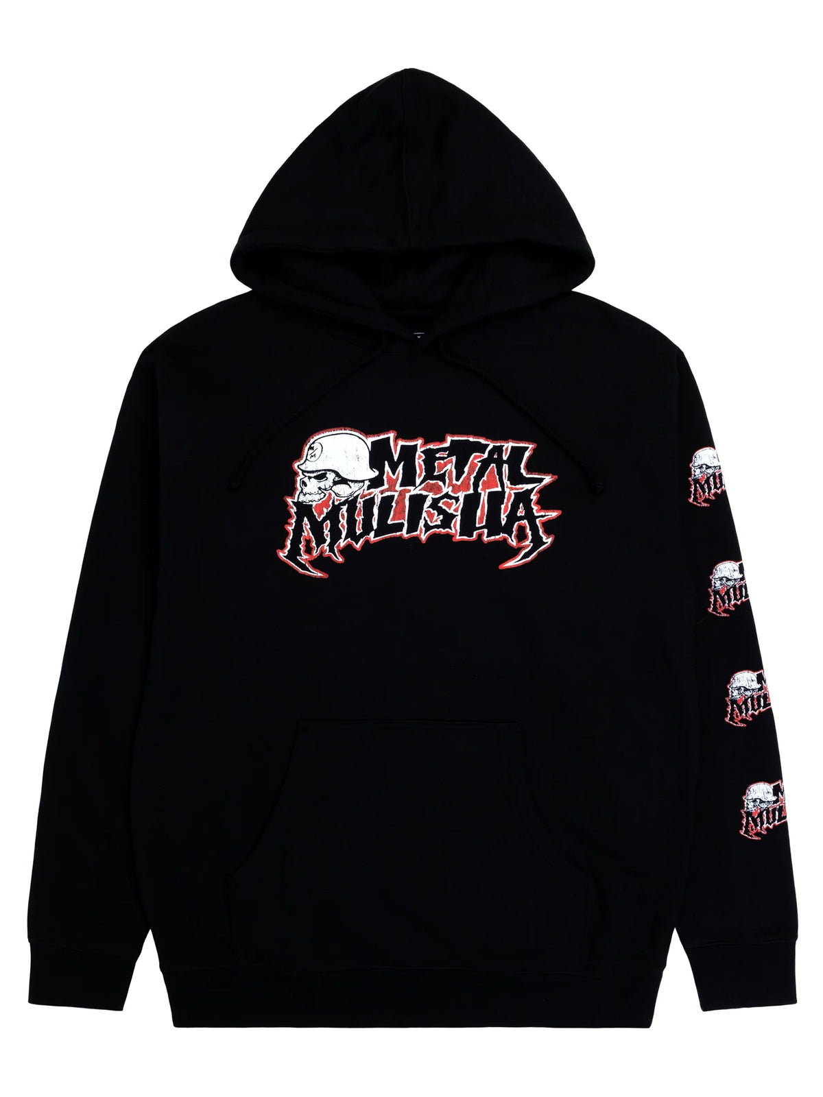 Metal Mulisha Corpo Fang black pullover hoodie, front view with a white and red Fang chest logo