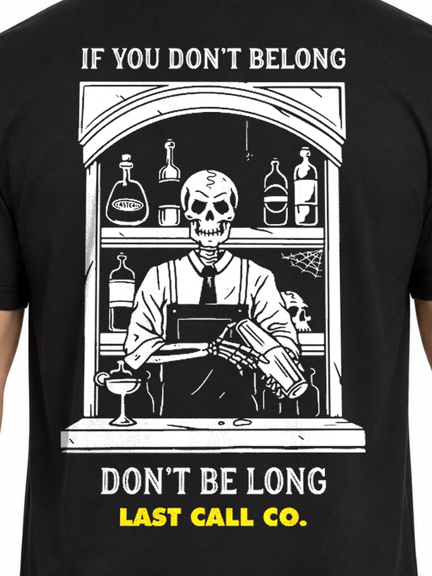 Last Call Co Men's Don't Be Long Graphic T-shirt - Black