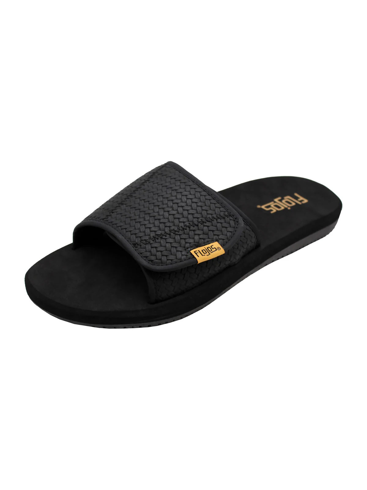 Flojos Duke Hook and Loop Fastener Black Weave Sandals 