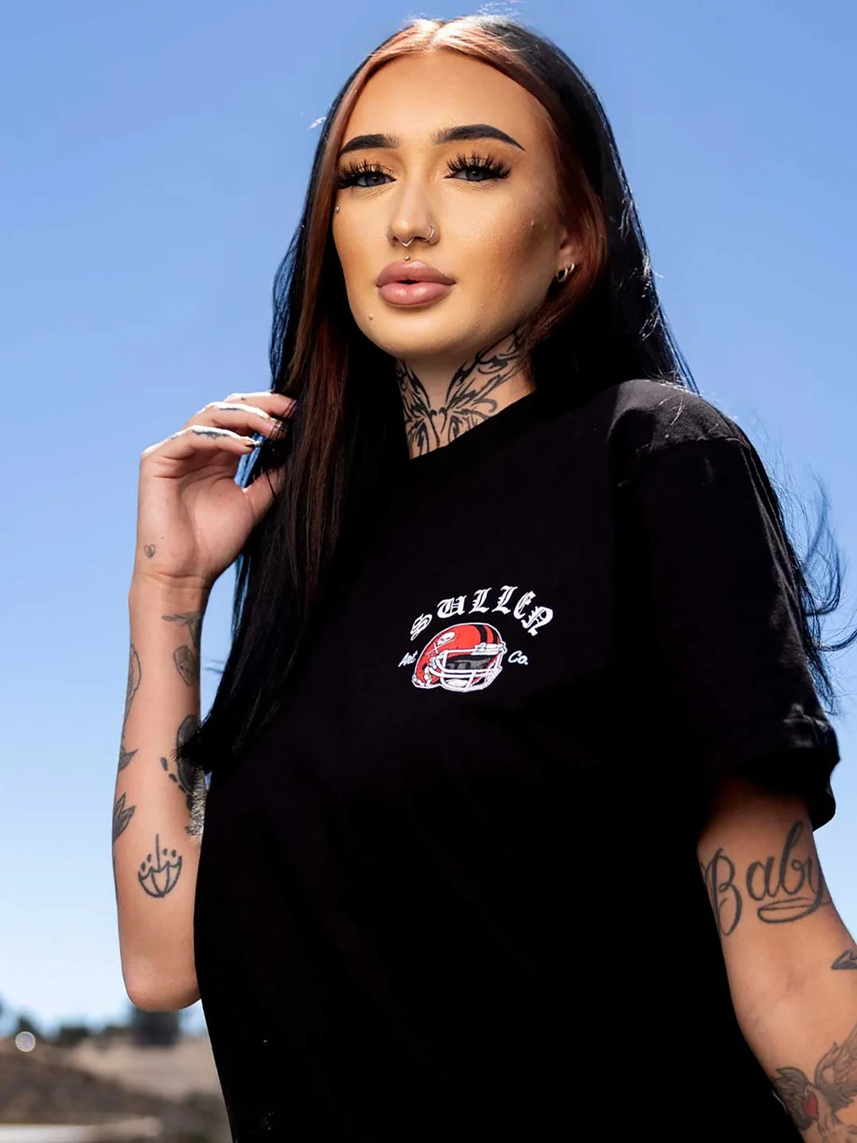 Model wearing the front of the Sullen Fantasy Football 1 Ton T-shirt