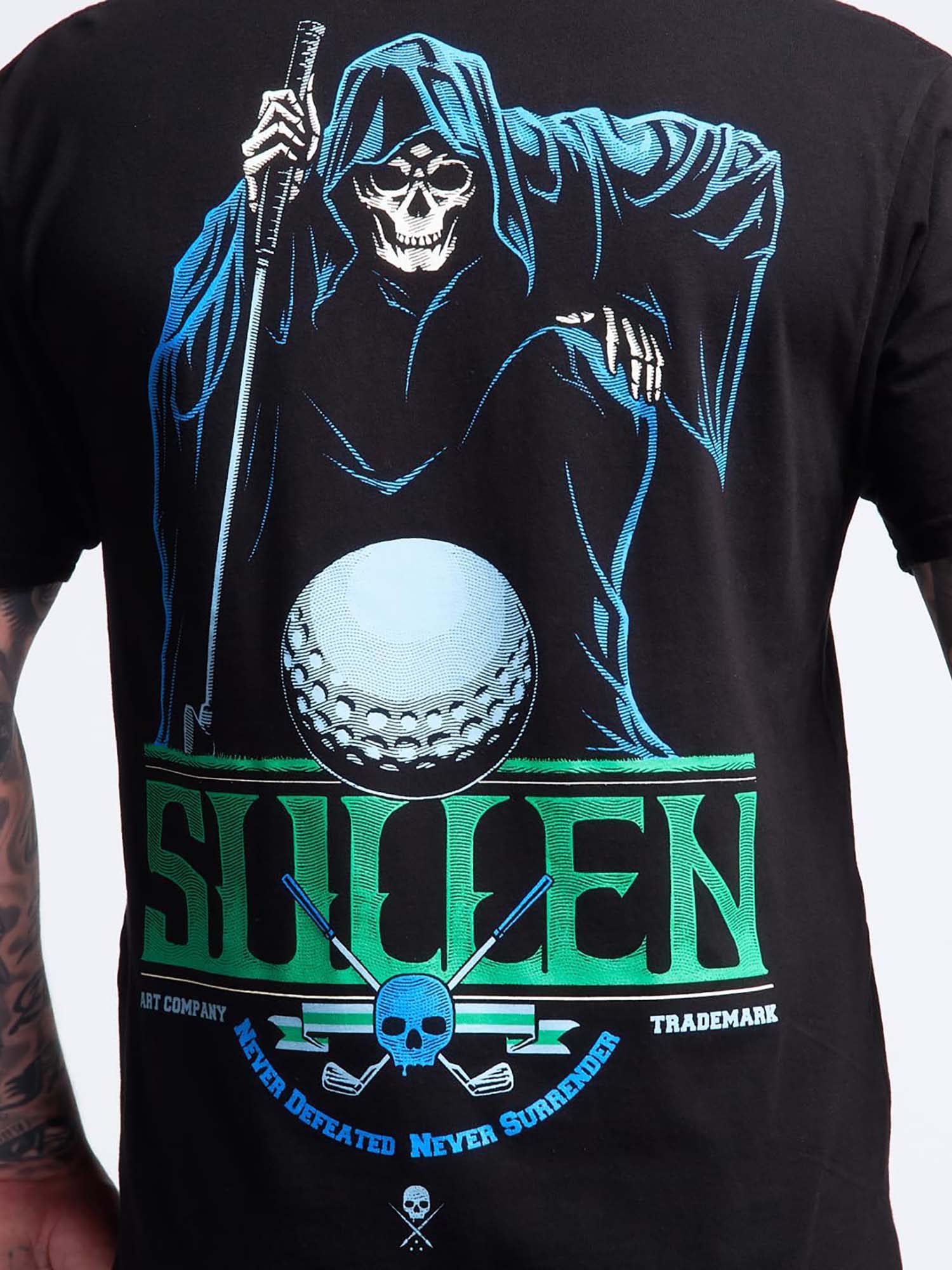 Sullen Men's Golf Grim Premium Graphic T-shirt - Jet Black – graphic detail