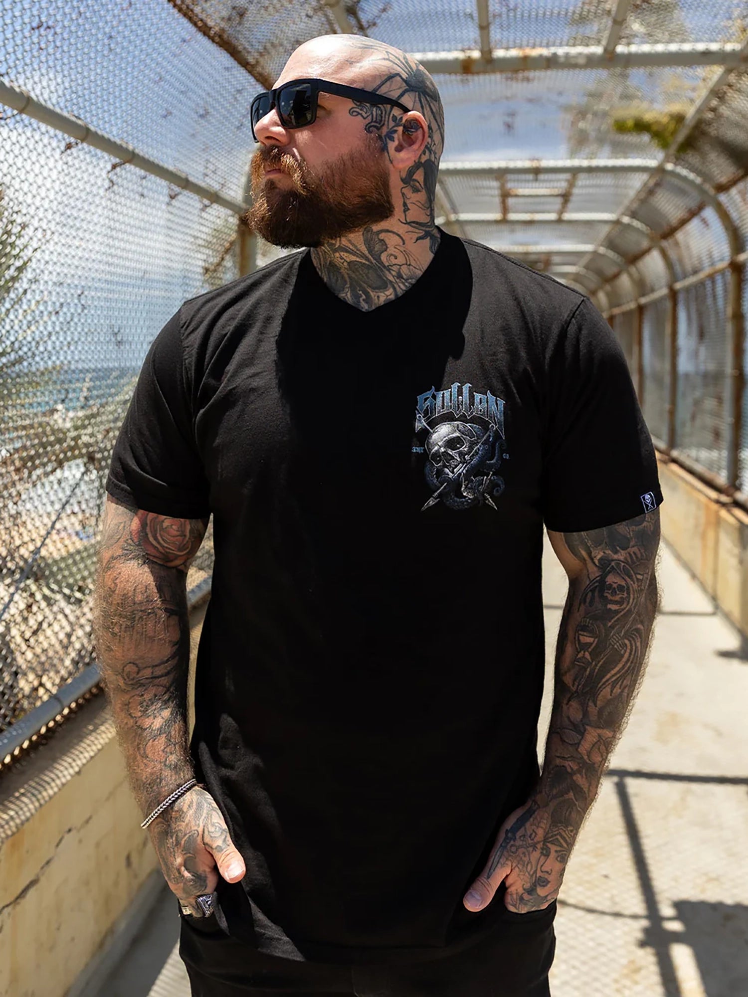 Sullen Men's Harpoon Skull Premium Graphic Tee - Jet Black by Sullen