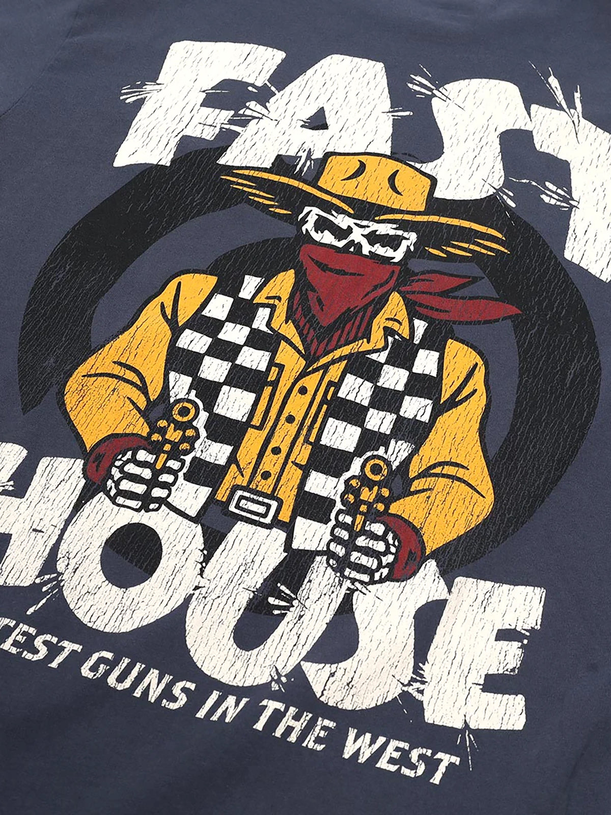 Fasthouse Men's Hyde Graphic T-shirt in Indigo, close-up of the back graphic