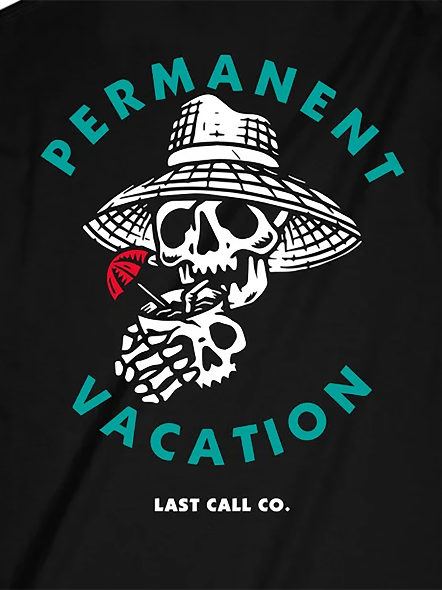 Last Call Co Permanent Vacation Graphic T-shirt Black close-up back graphic detail