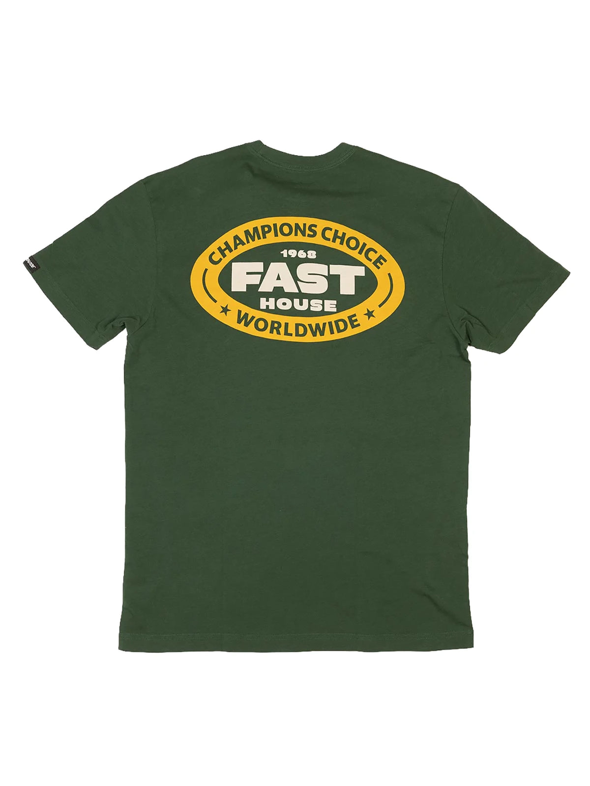 Fasthouse Men's Petrol Graphic T-shirt in Forest Green, back flat-lay view