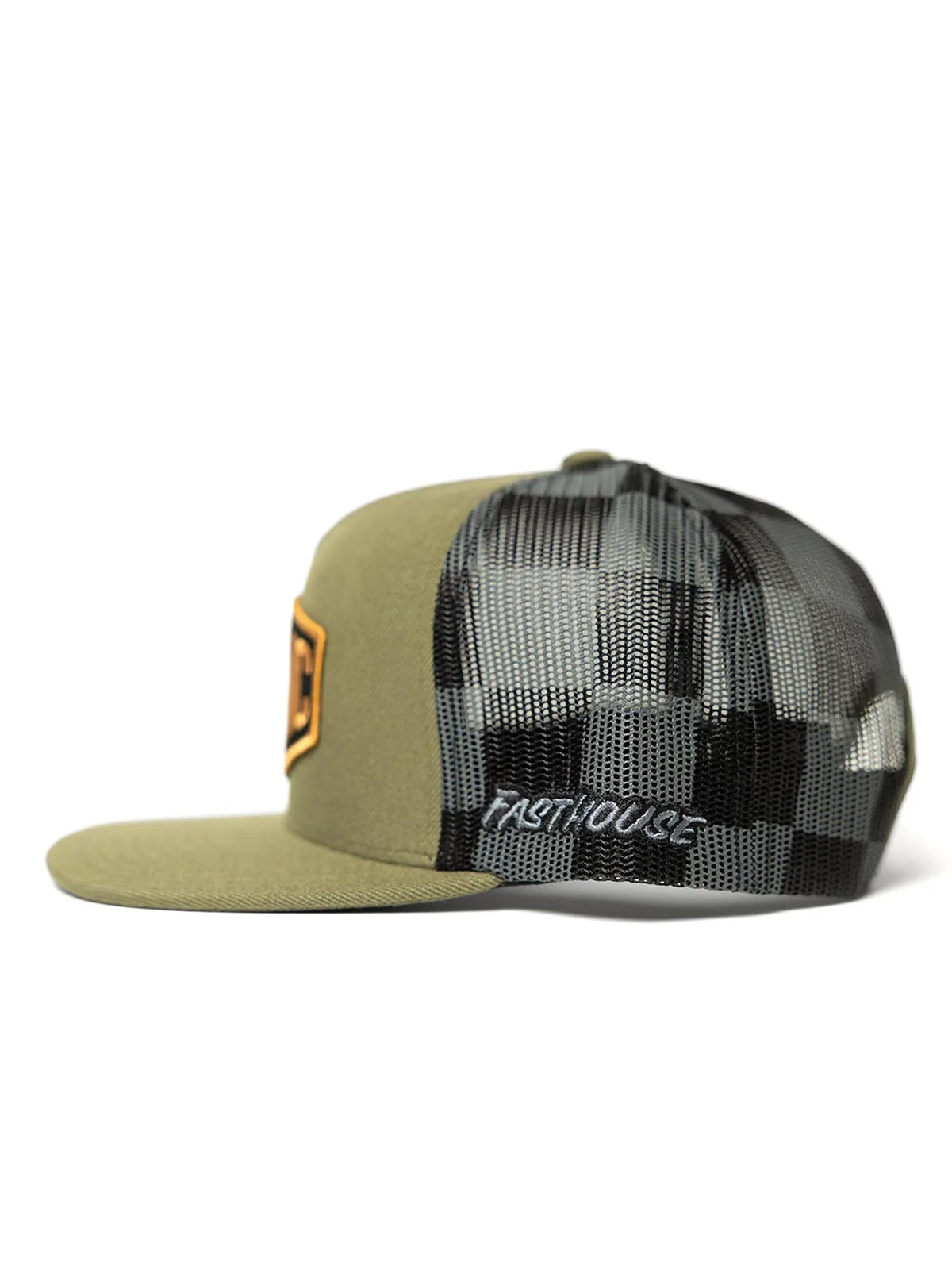 Fasthouse Men's Rapid Snapback Hat in Olive, left-side view