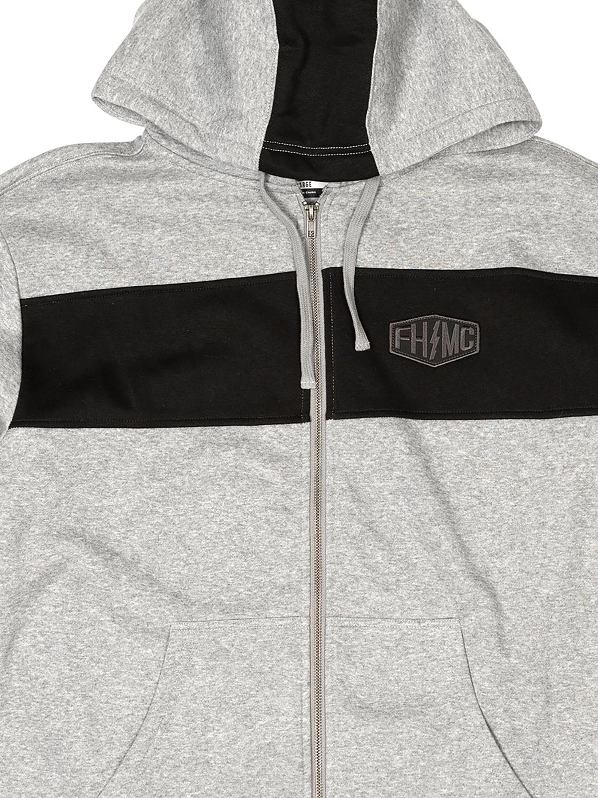 Fasthouse Men's Rapid Zip-Up Hoodie in Heather Gray/Black, front flat-lay view