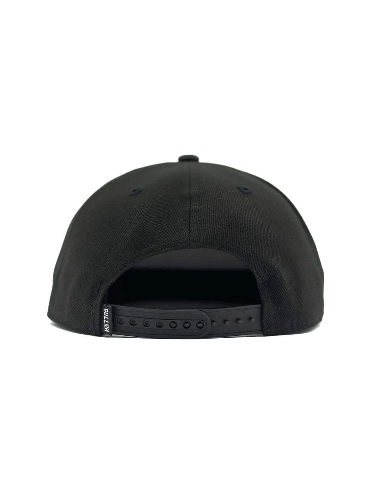 Rear view of Sullen Sad Boy black snapback with adjustable snap closure