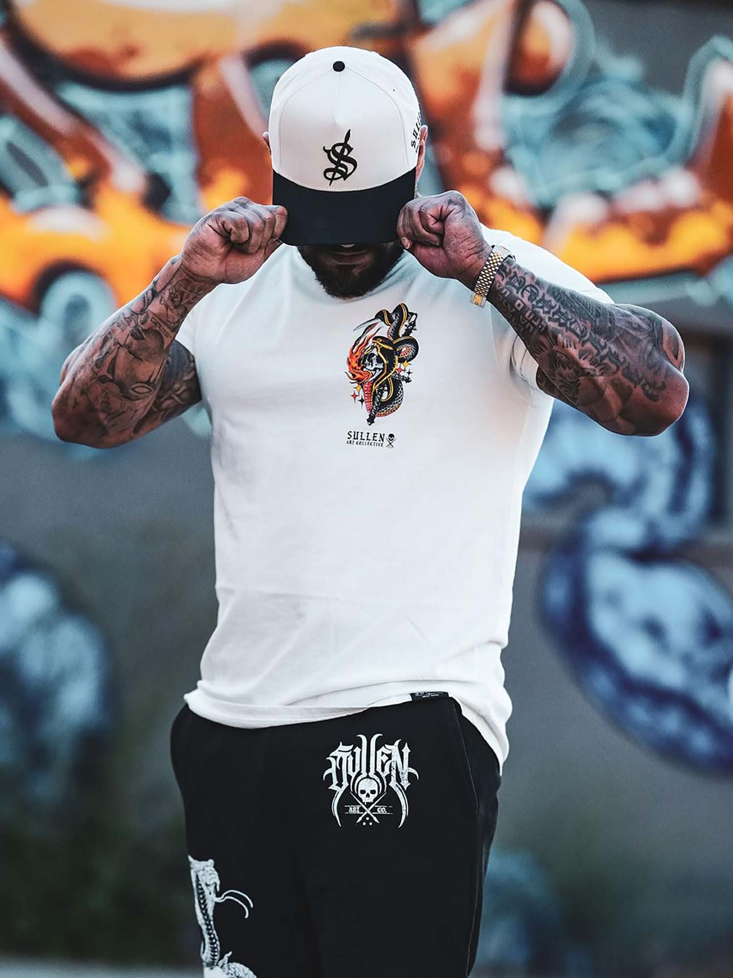 Sullen Men's Sinners & Snakes Premium Graphic Tee - Antique White by Sullen