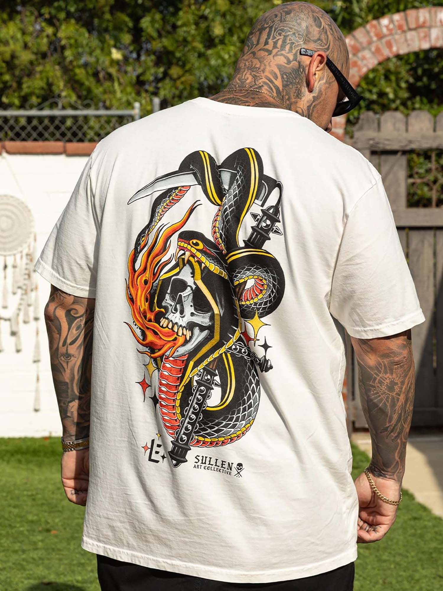 Sullen Men's Sinners & Snakes Premium Graphic Tee - Antique White by Sullen