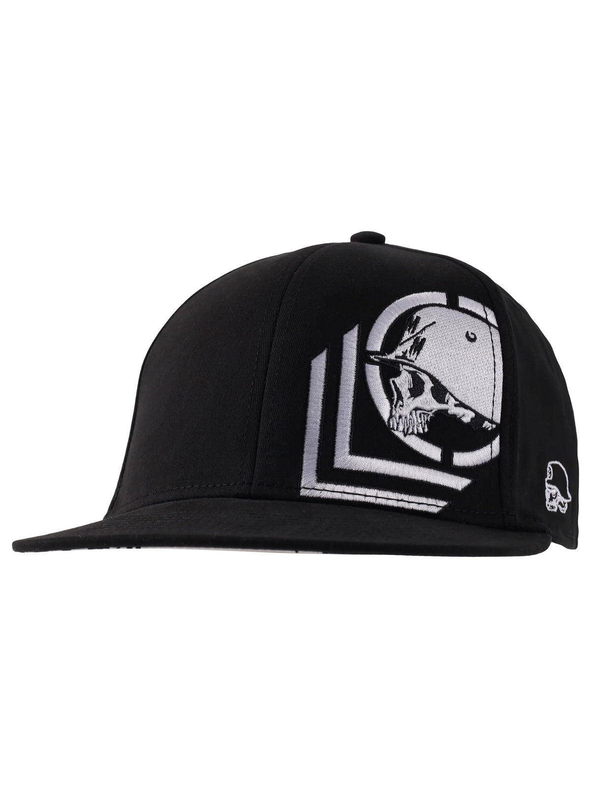 Metal Mulisha Sketched black flex hat with white embroidery - angled view