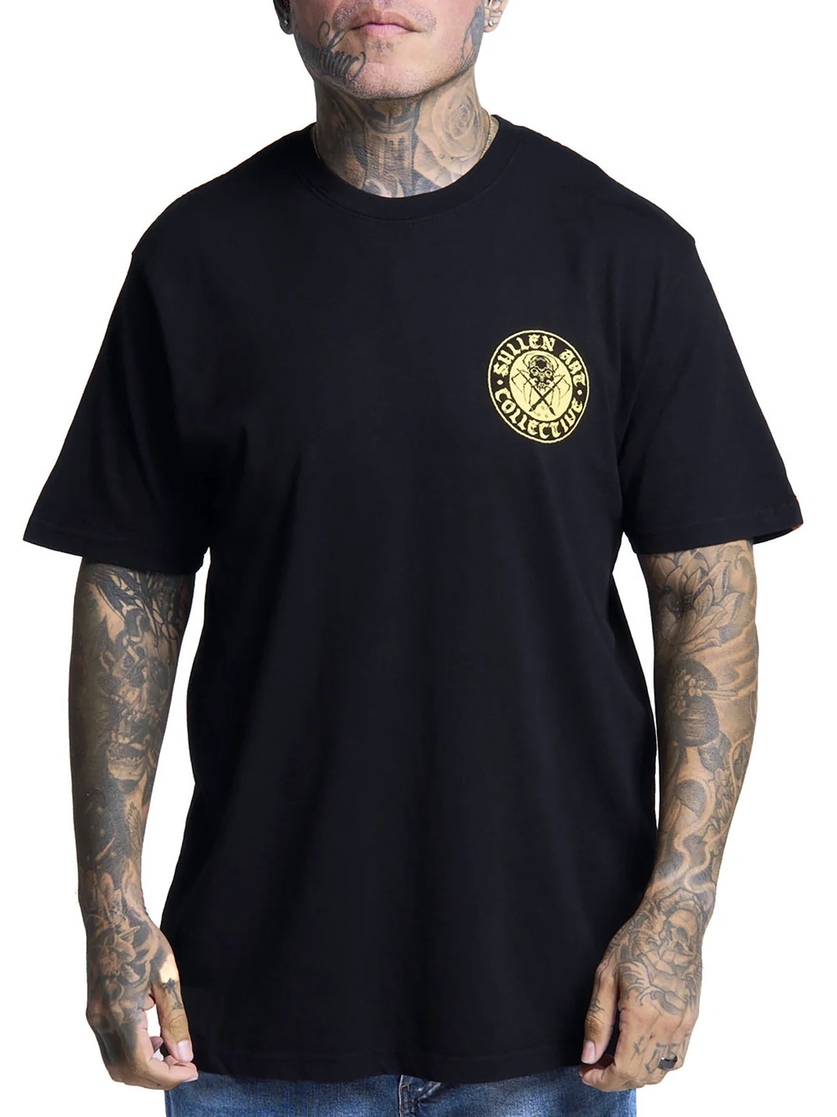 Front view of Sullen Spider BOH Premium T-shirt with small matching spider crest chest graphic