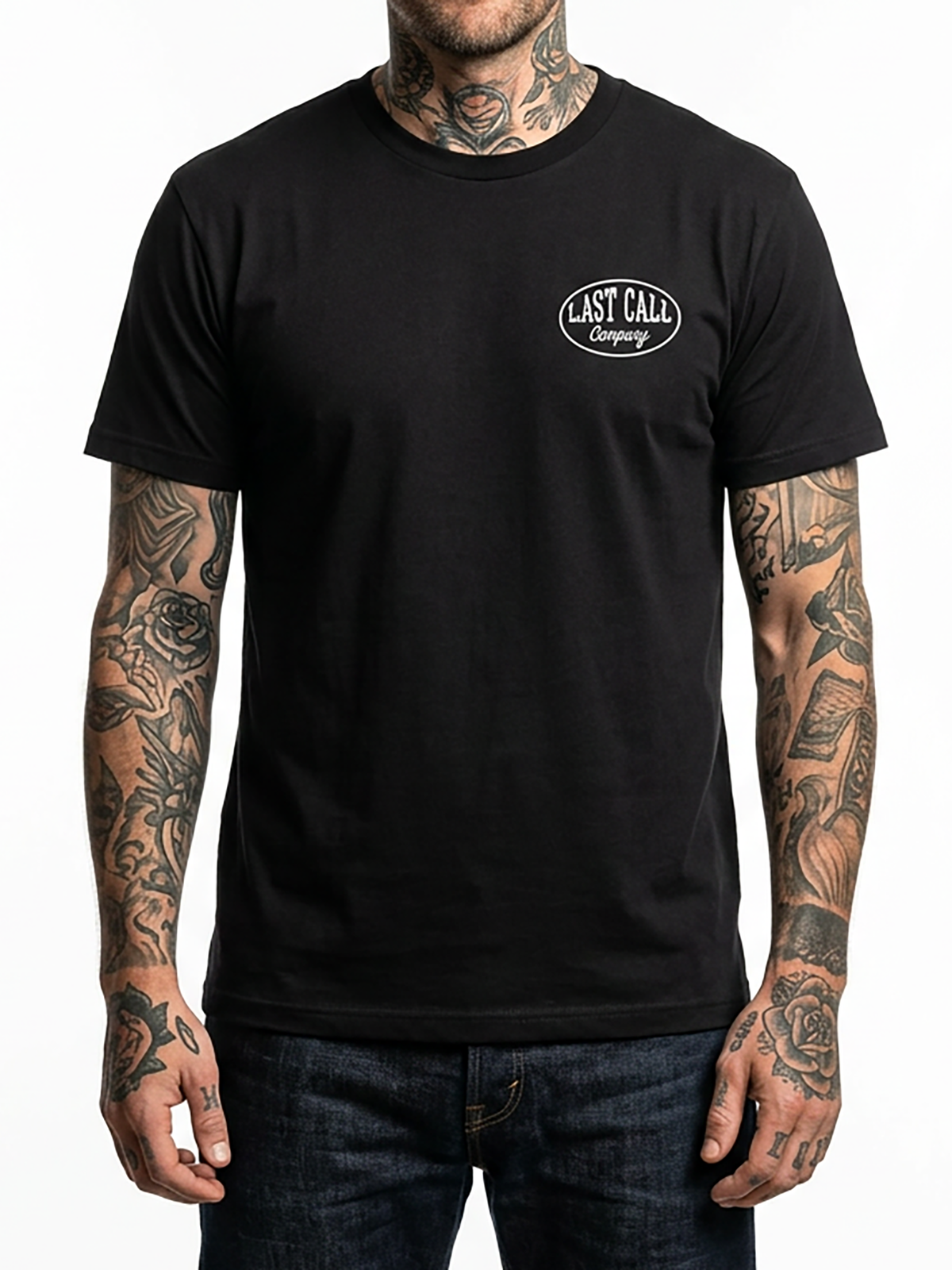 Last Call Co Summertime Graphic T-Shirt Black on-model front view showing the chest graphic