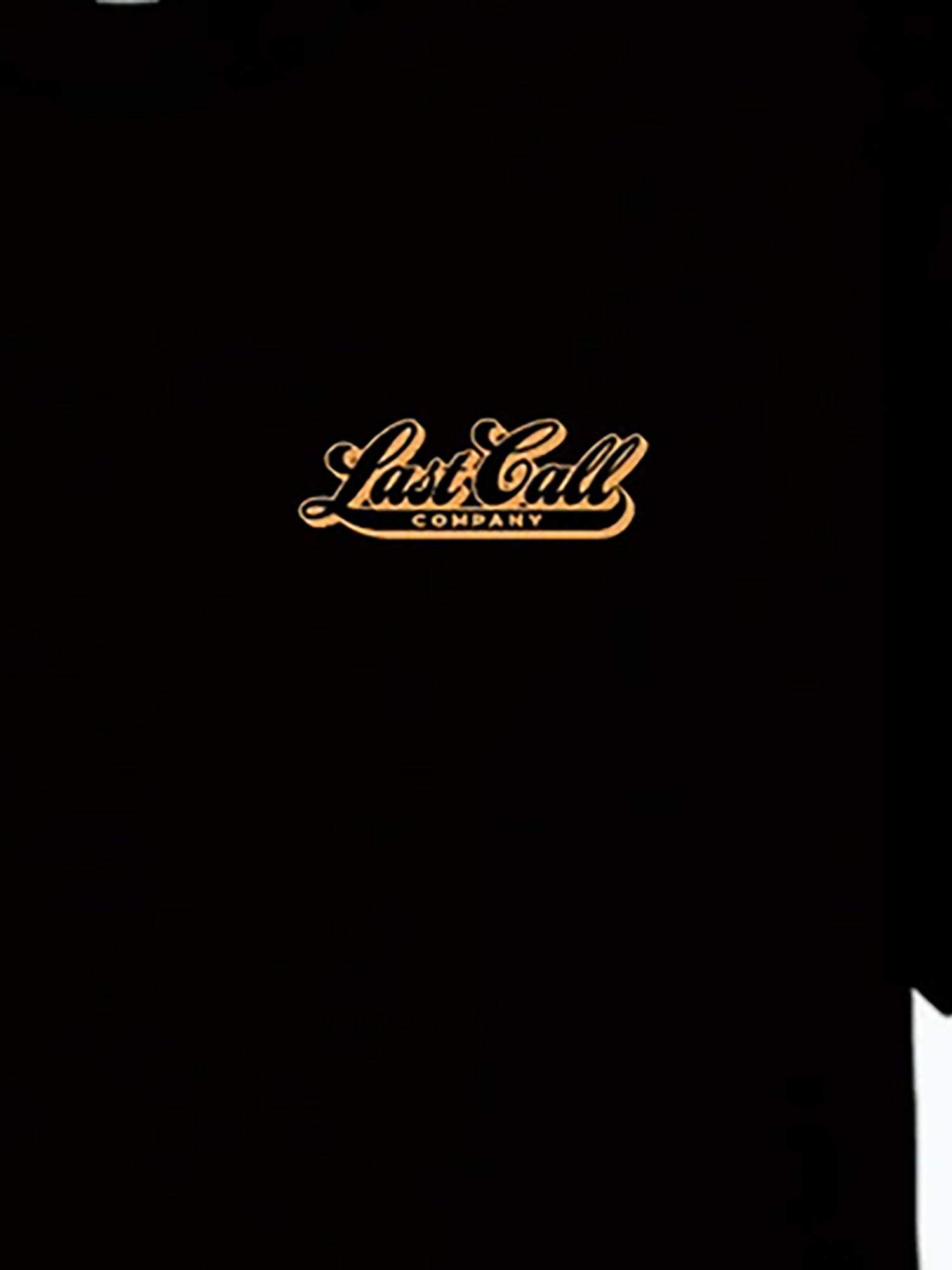 Last Call Co Tequila Sunrise Graphic T-shirt Black close-up front chest graphic detail