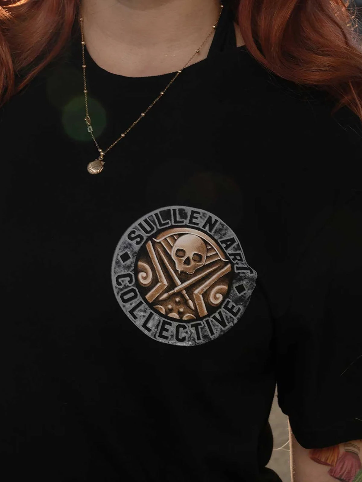 Model wearing the front of the Sullen Tiger King Premium T-shirt in Jet Black