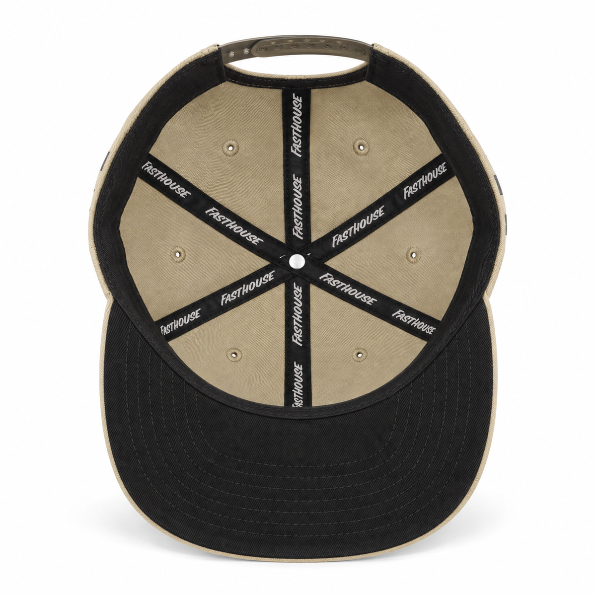 Fasthouse Men's Torn 110 Snapback Hat in Khaki - interior and black underbill