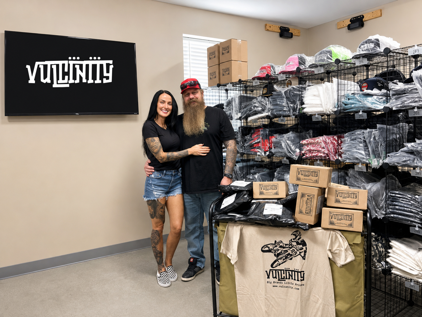 David and Lori at Vulcinity warehouse
