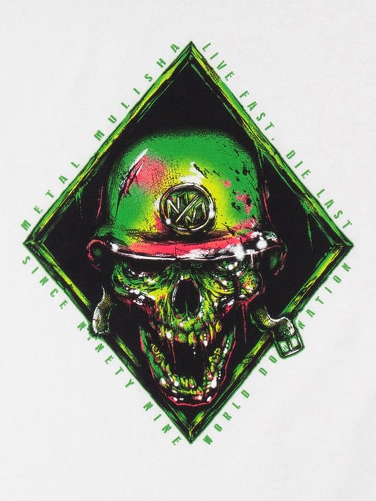 Ravage white T-shirt firefighter skull graphic detail by Metal Mulisha