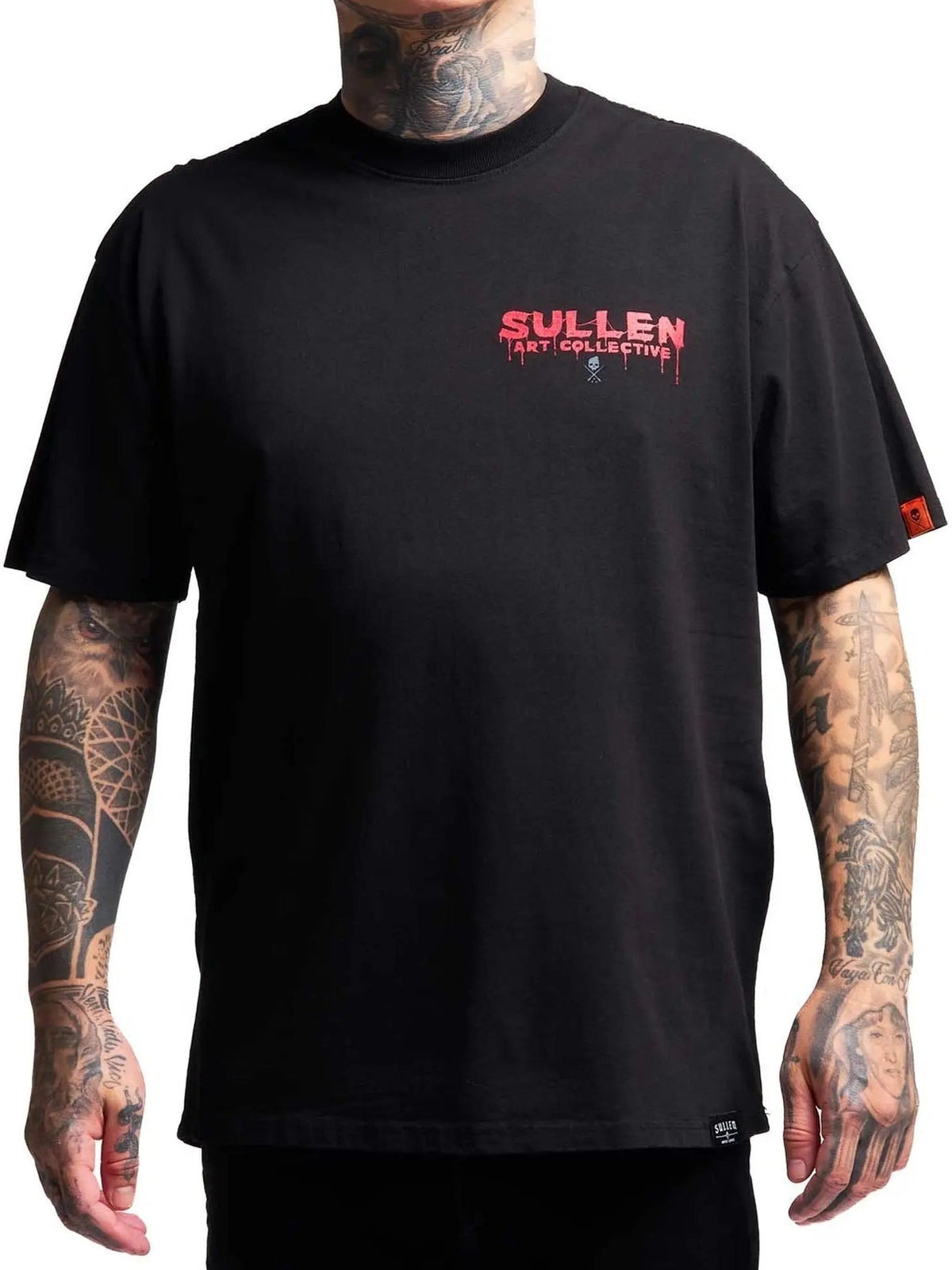 Front view of the Sullen Killer Clown 1 Ton T-shirt with red Sullen chest logo