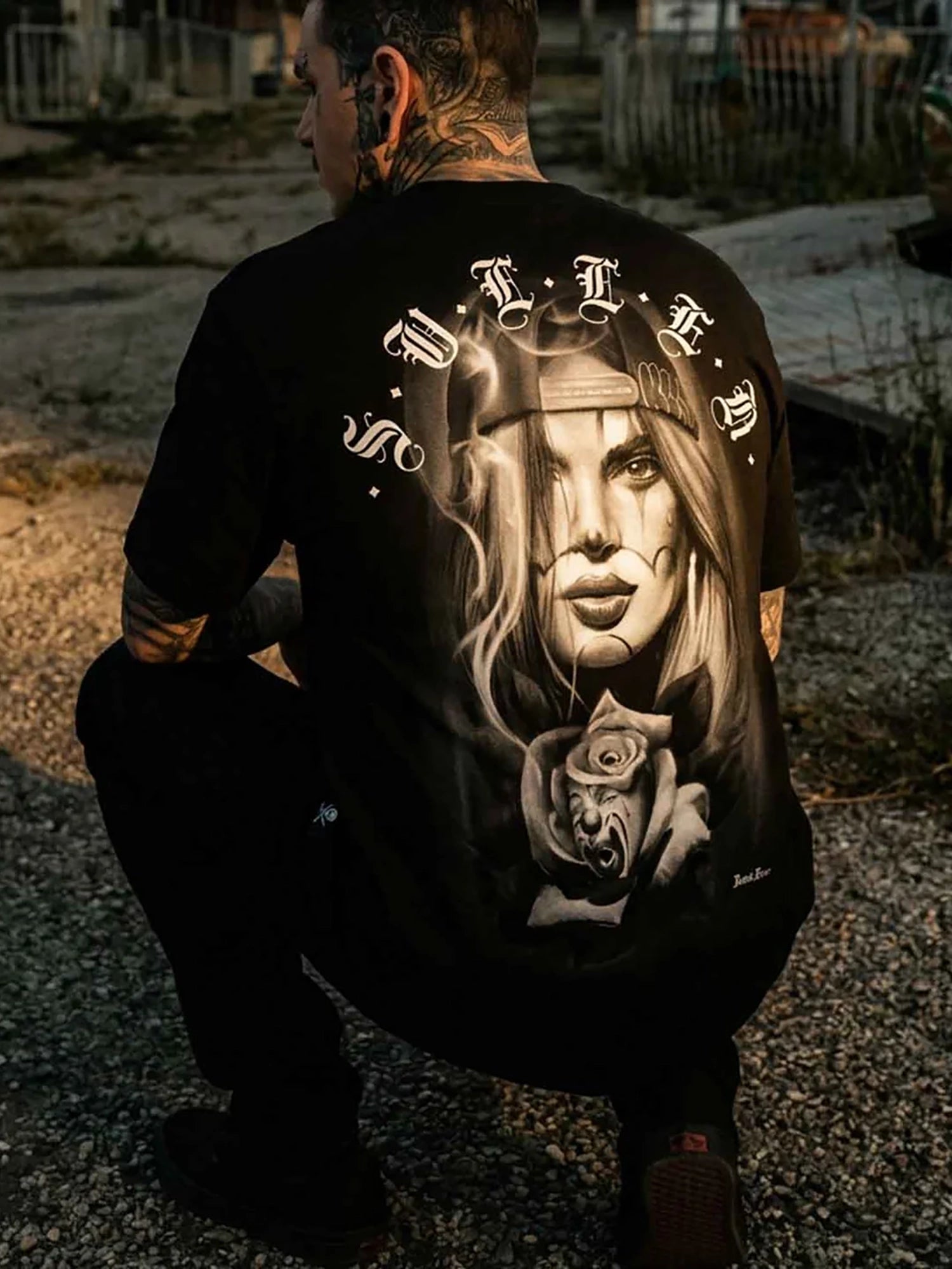 Sullen Klownin 1 Ton tee worn from the back