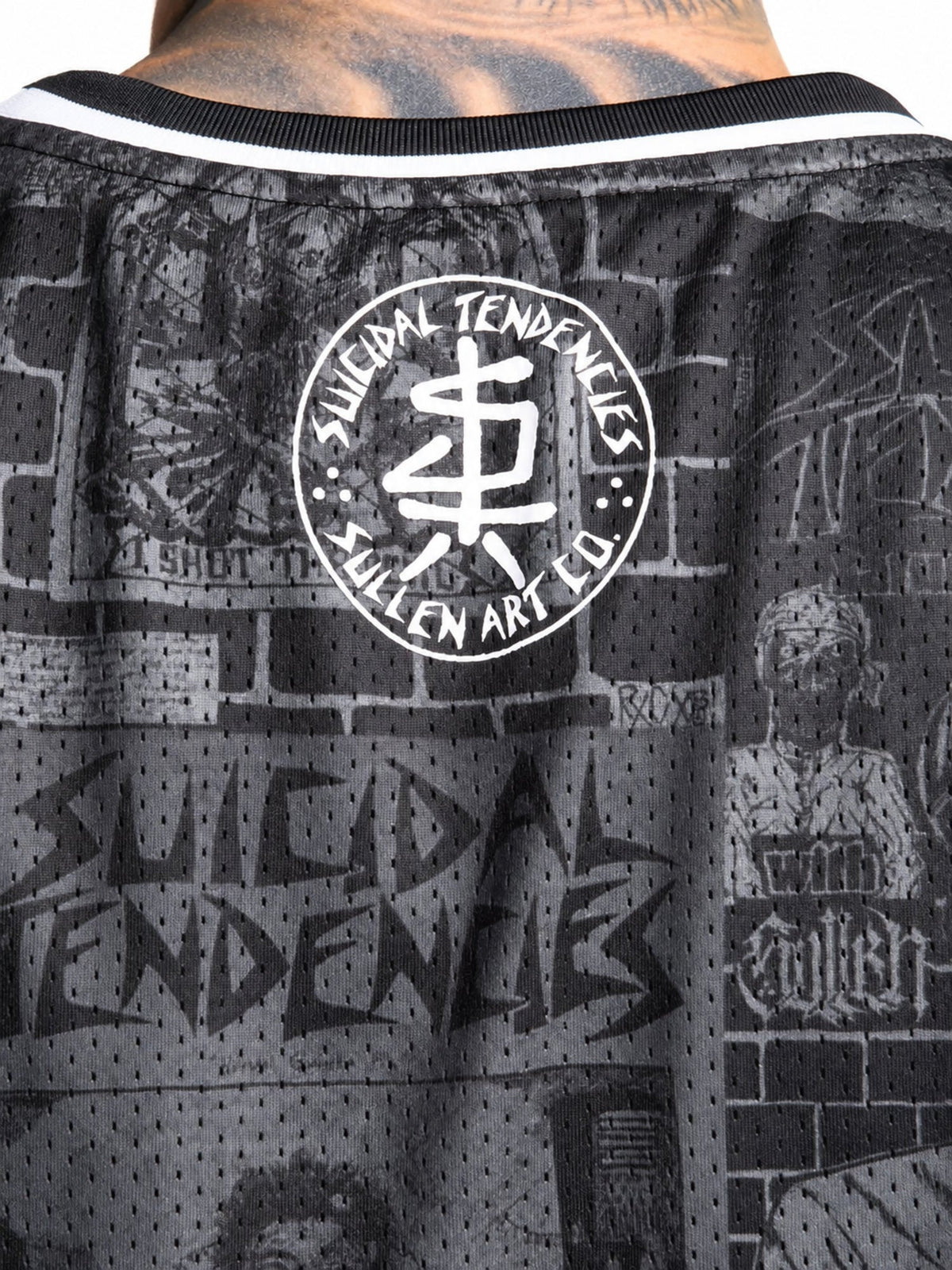 Sullen x Suicidal Tendencies Posted Heavy Mesh Jersey in grey - back detail