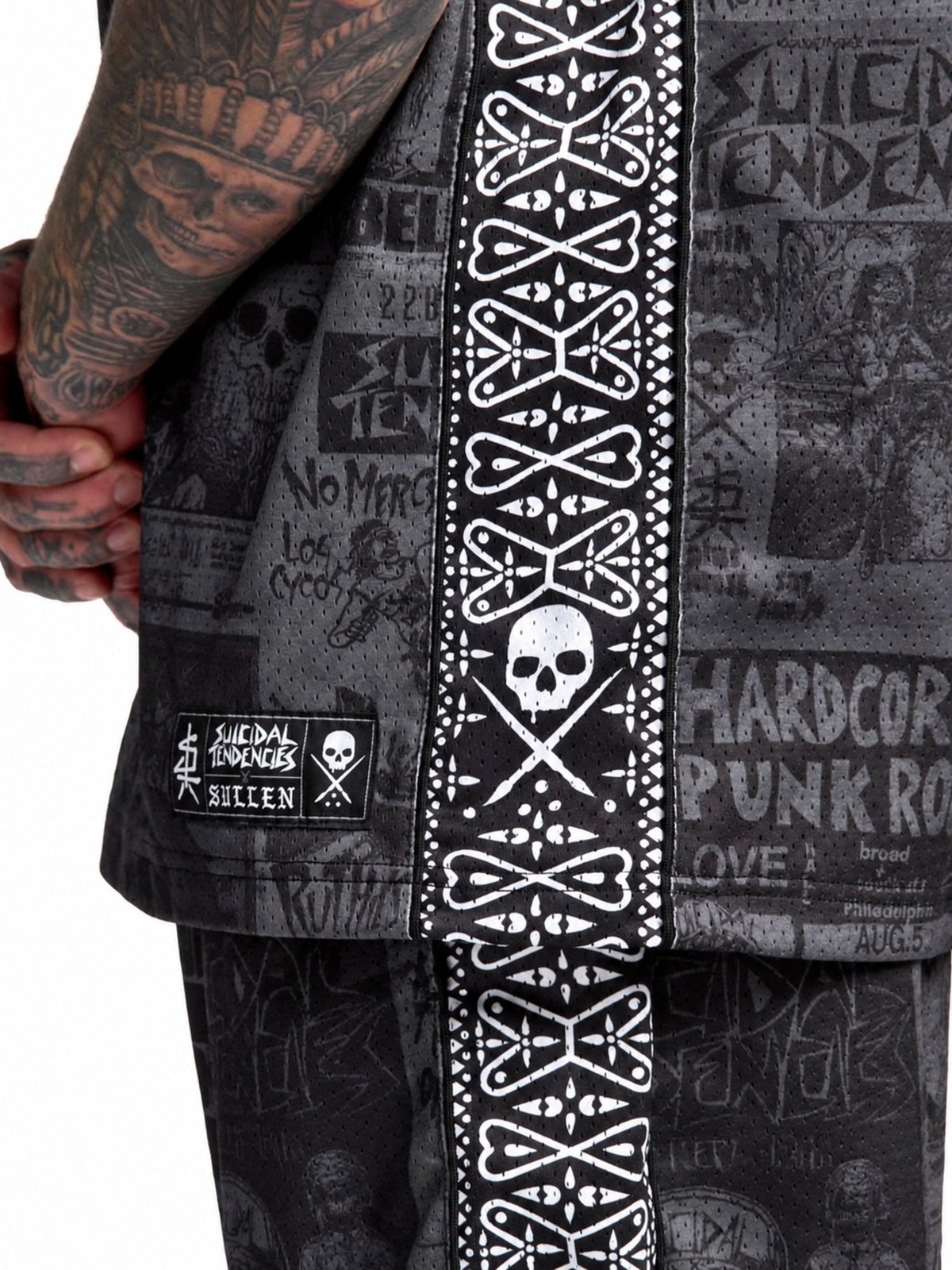 Sullen x Suicidal Tendencies Posted Heavy Mesh Jersey in grey - side view
