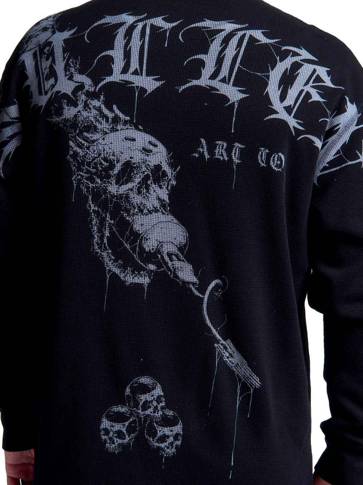 Sullen Scorpion thermal, back skull and tattoo-machine print detail