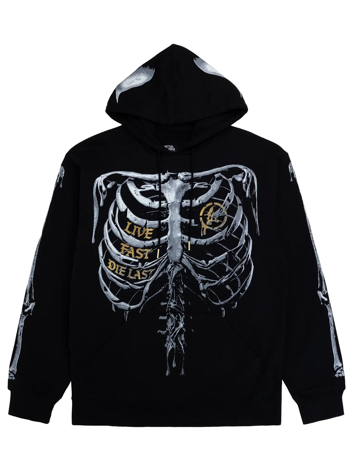 Black Metal Mulisha Grim heavy hoodie with skeleton graphic