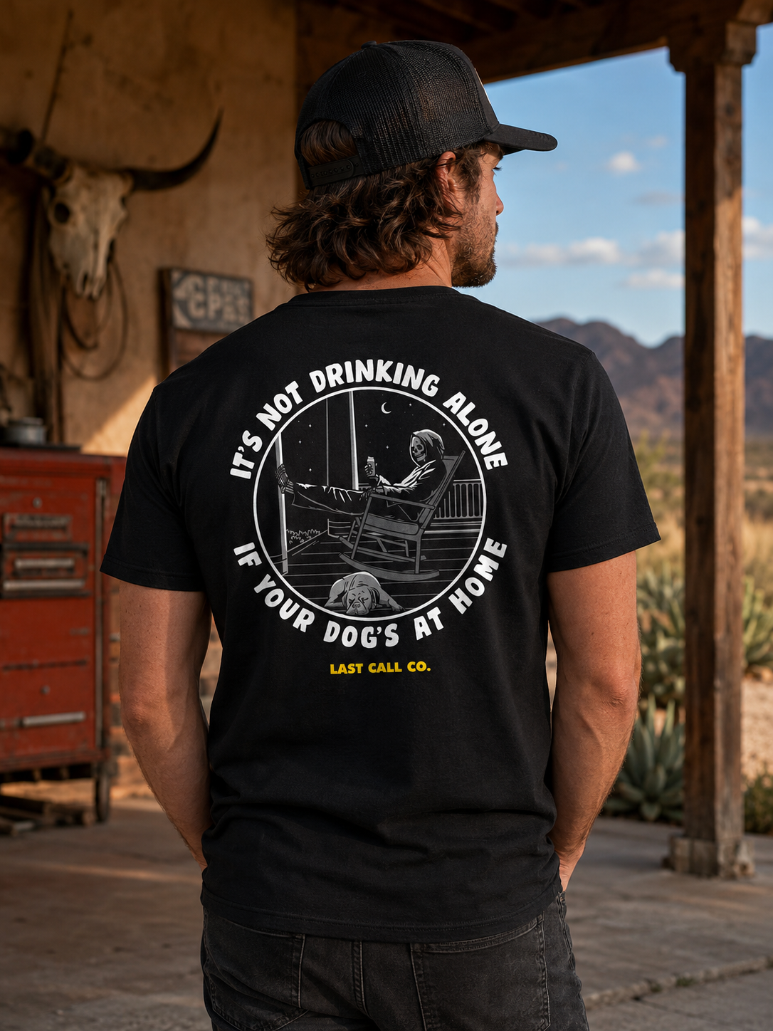 Last Call Co Alone Men's Graphic T-shirt - Black