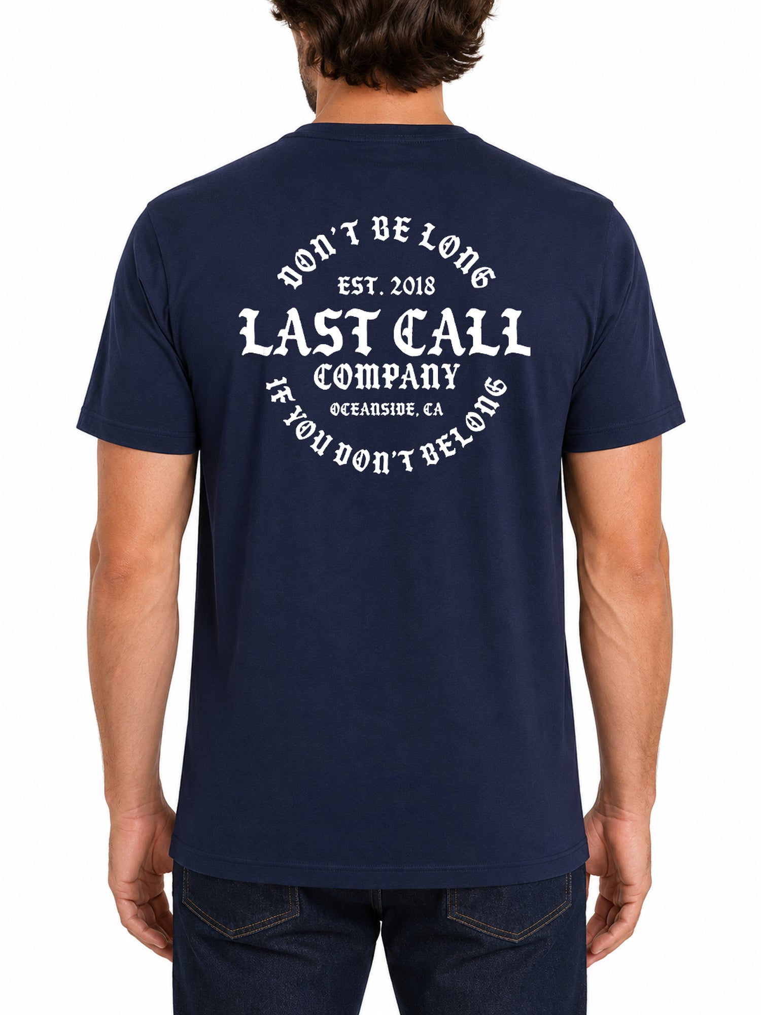 Last Call Co Belong Badge Men's Graphic T-shirt - Navy