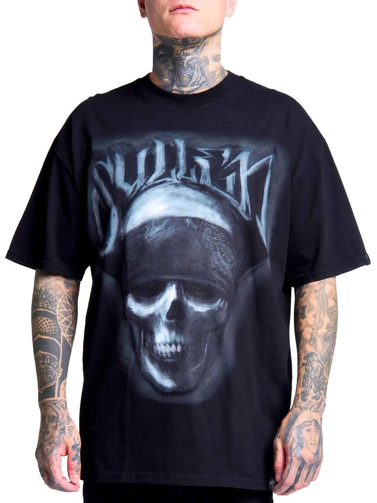 Sullen Bone Thug 1 Ton T-shirt in Jet Black - front product view