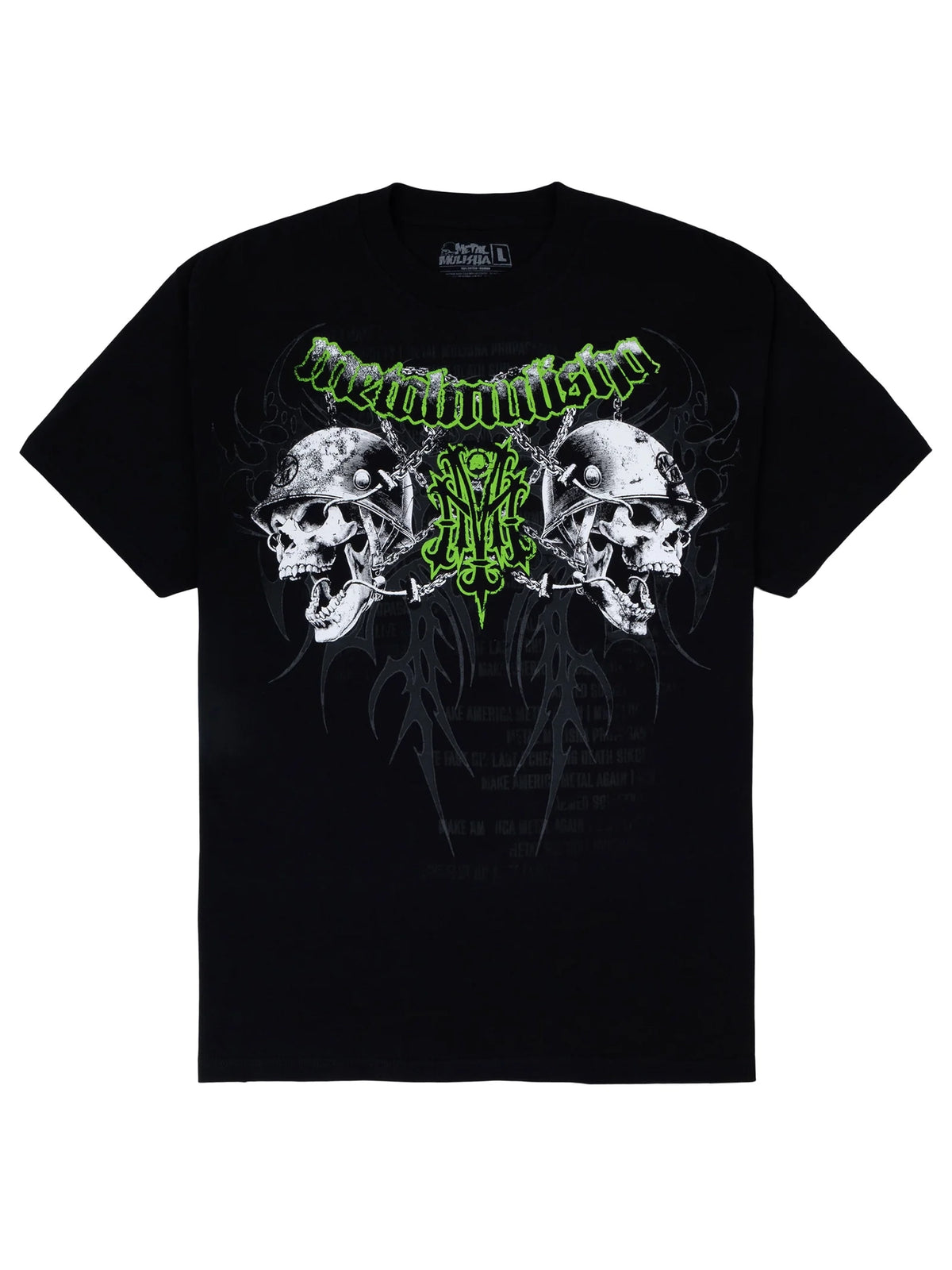 Metal Mulisha Chain of Command black graphic T-shirt showing the bold skull artwork