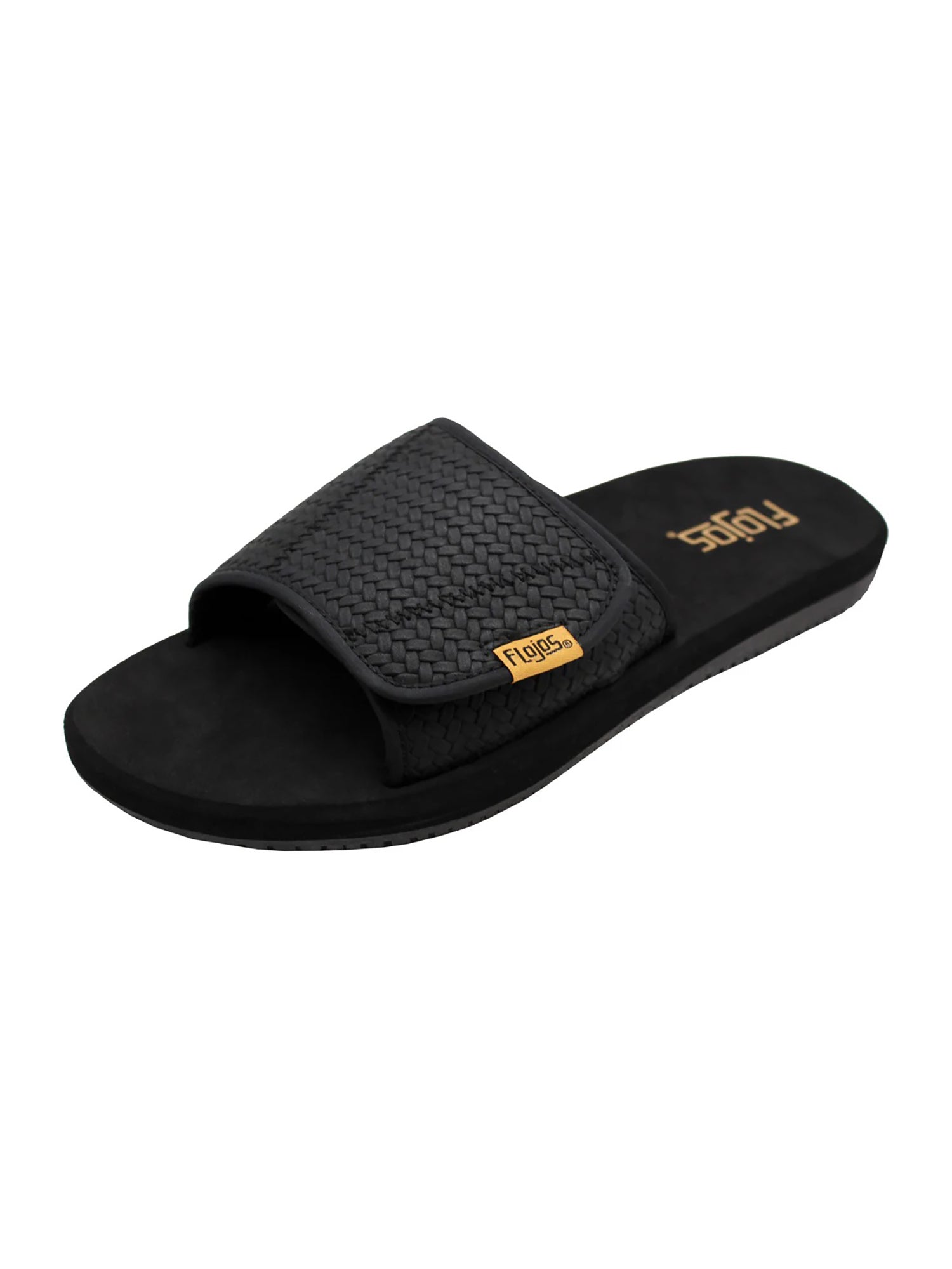 Flojos Men's Duke Hook and Loop Fastener Black Weave Sandals