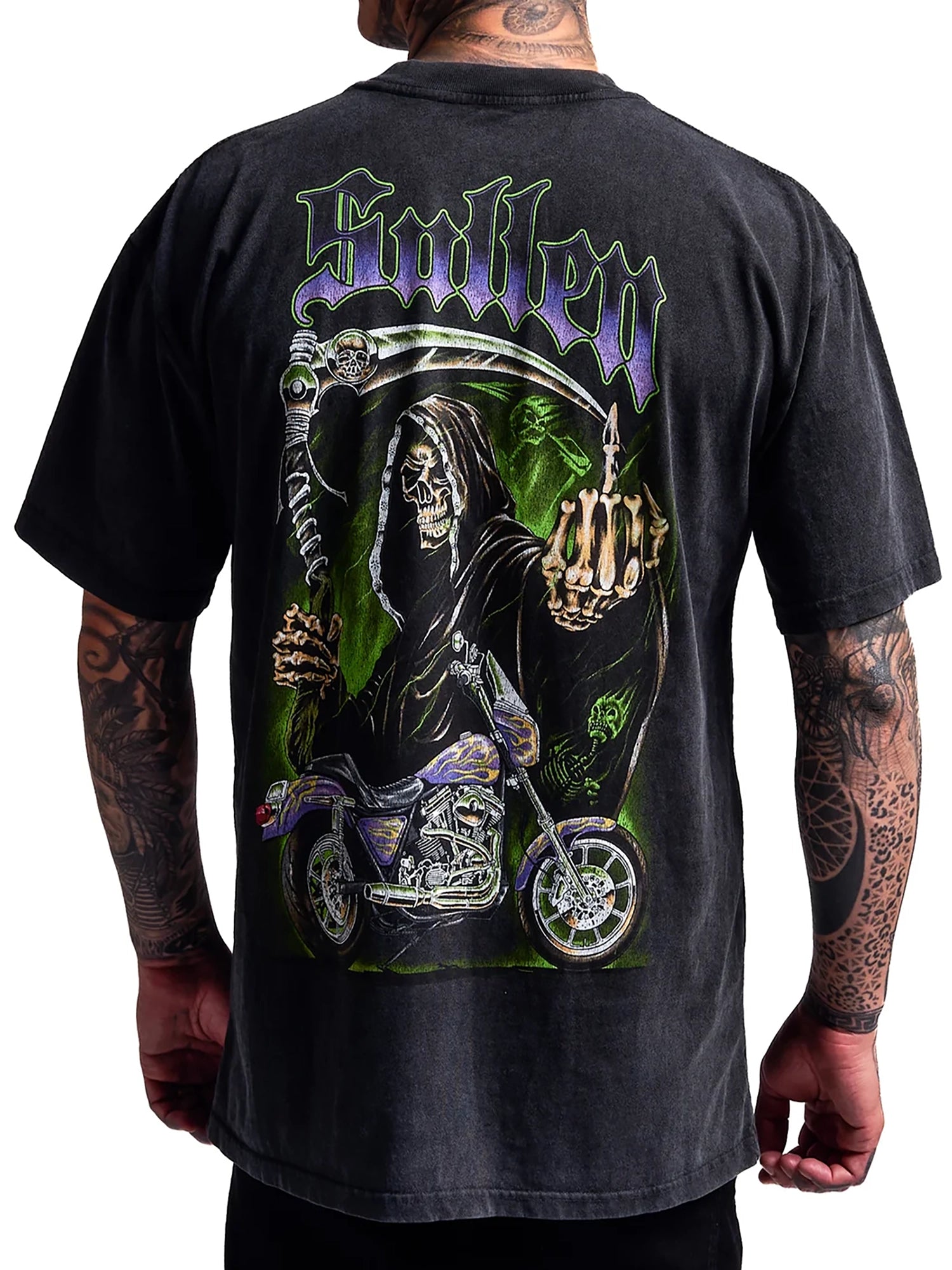 Sullen Men's Grim Highway "1 Ton" *Relaxed Fit* Graphic T-shirt - Vintage Black Lava Wash