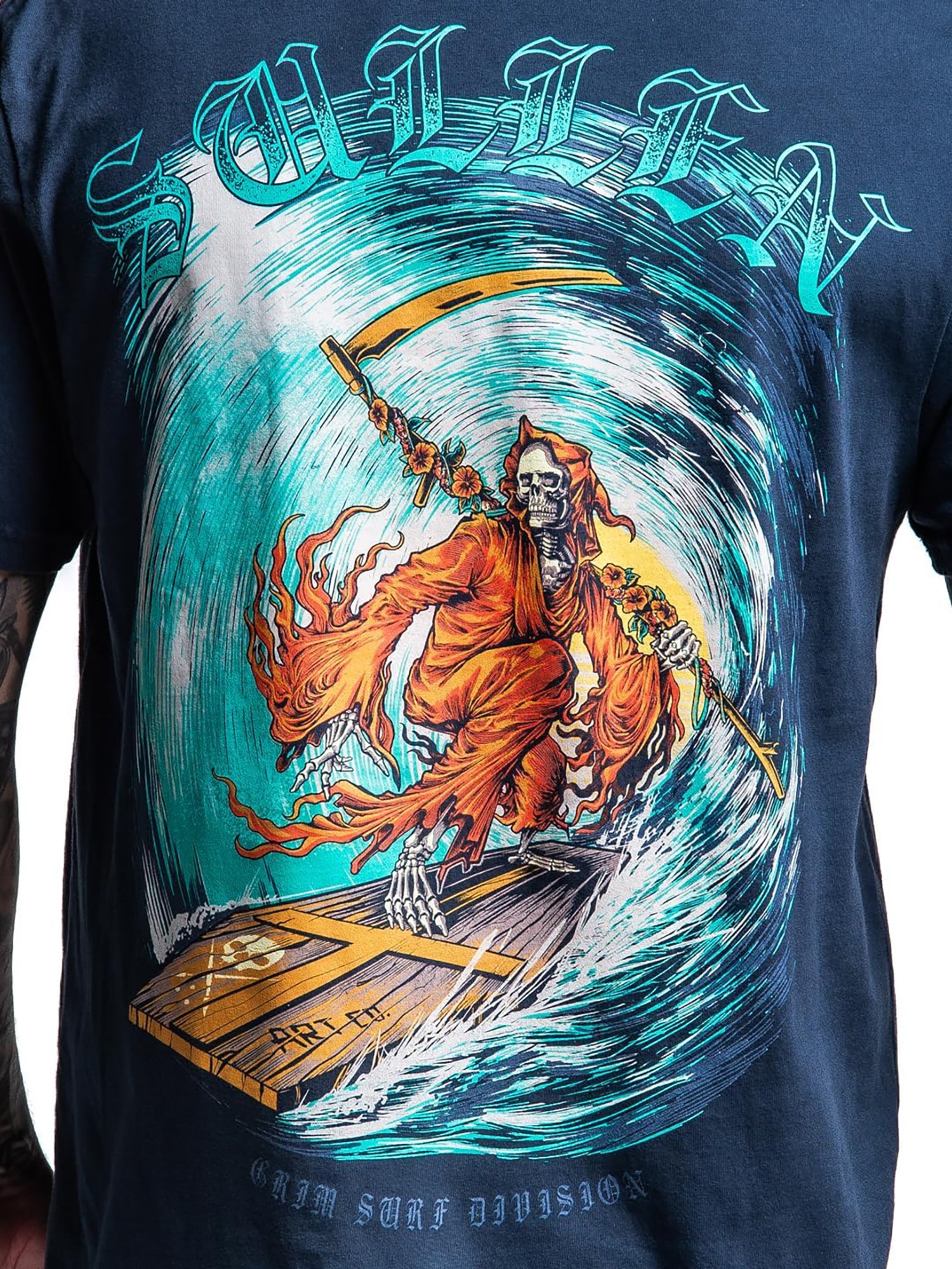 Sullen Men's Grim Surf Div Premium Tee - Moon Indigo by Sullen