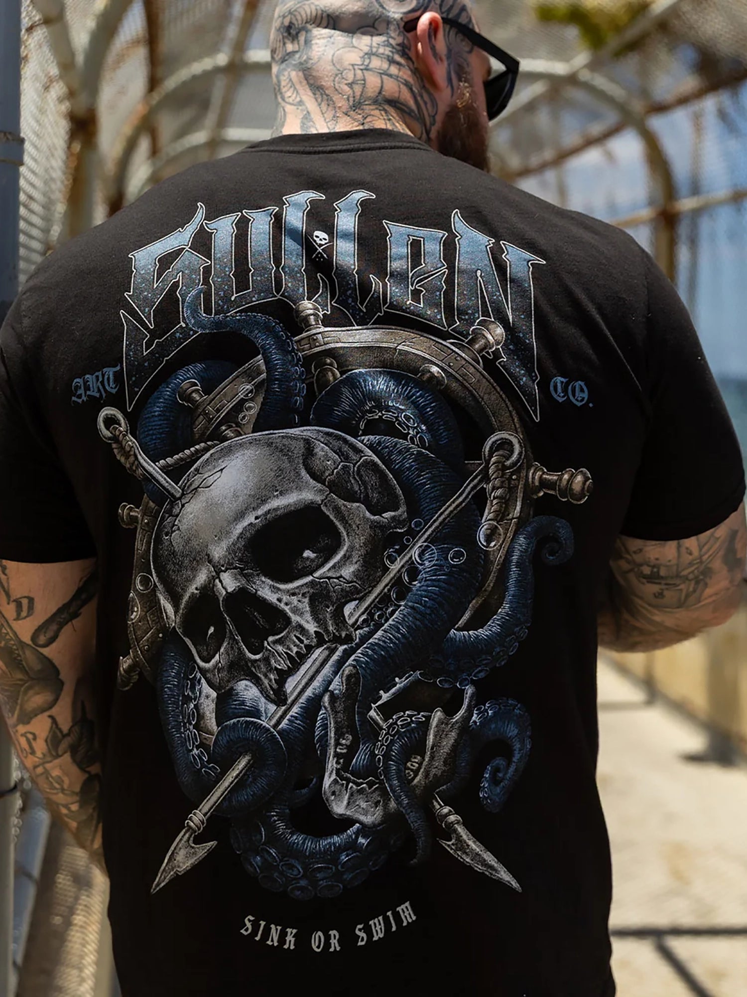 Sullen Men's Harpoon Skull Premium Graphic Tee - Jet Black by Sullen