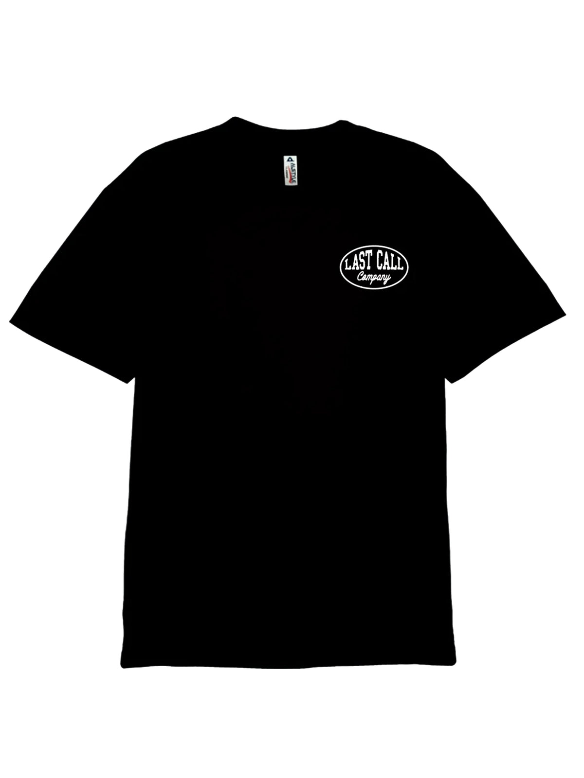 Last Call Co Hatch Graphic T-Shirt Black flat front view showing the chest graphic