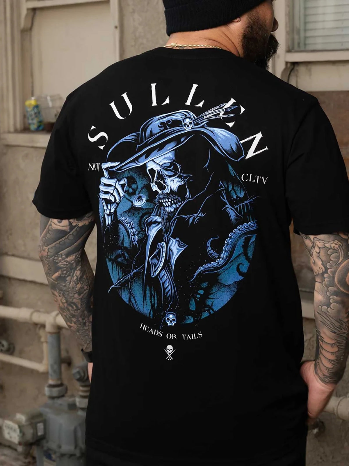 Sullen Heads or Tails Premium T-shirt, outdoor lifestyle back view