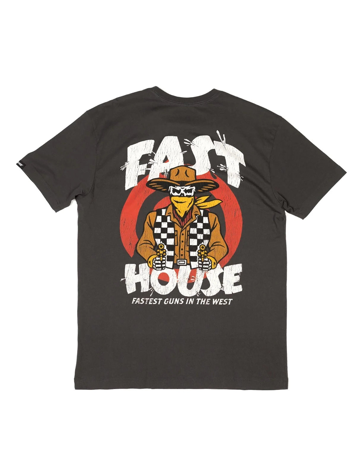 Fasthouse Men's Hyde Graphic T-shirt in Graphite Black, back flat-lay view