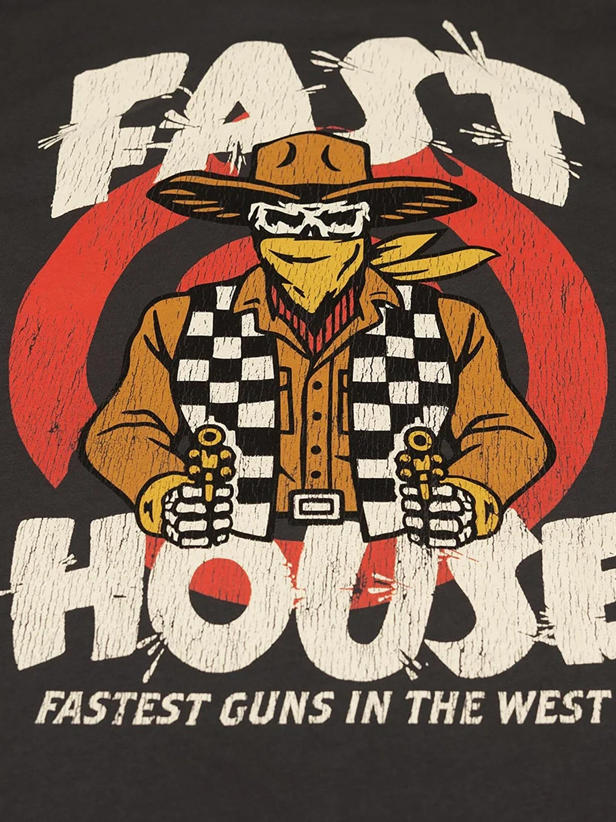 Fasthouse Men's Hyde Graphic T-shirt in Graphite Black, close-up of the back graphic