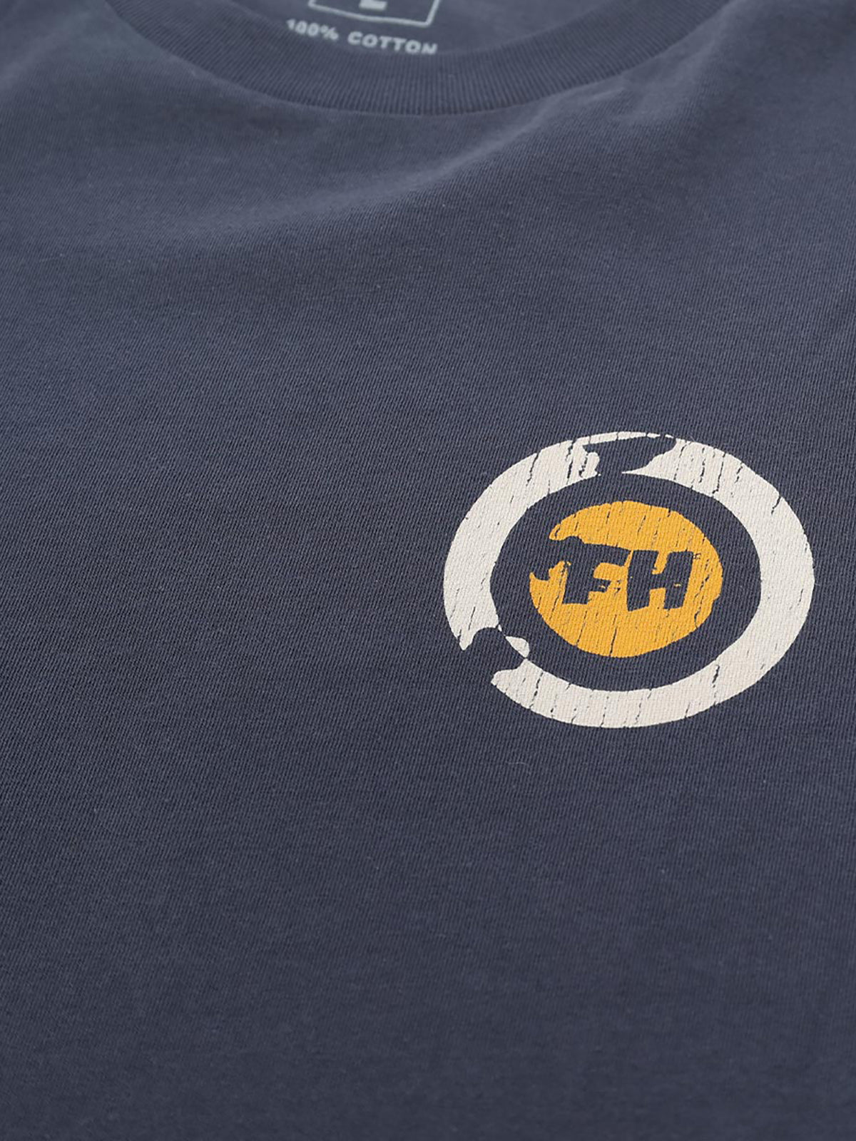 Fasthouse Men's Hyde Graphic T-shirt in Indigo, close-up of the front chest graphic