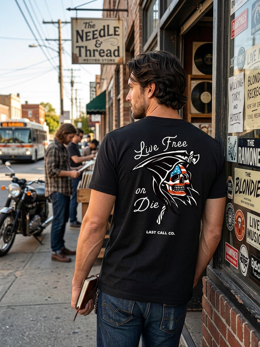 Last Call Co Men's Live Free Graphic T-shirt - Black
