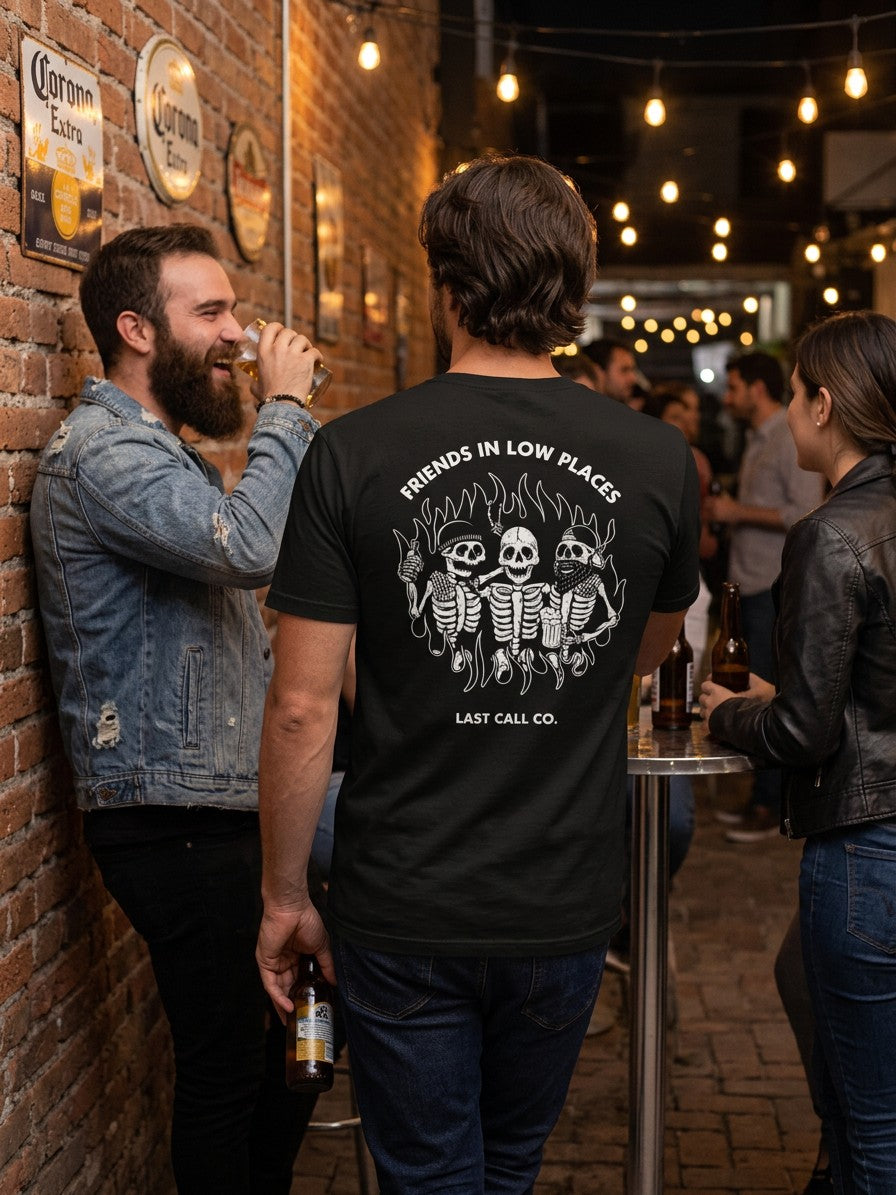 Last Call Co Men's Low Places Graphic T-shirt - Black