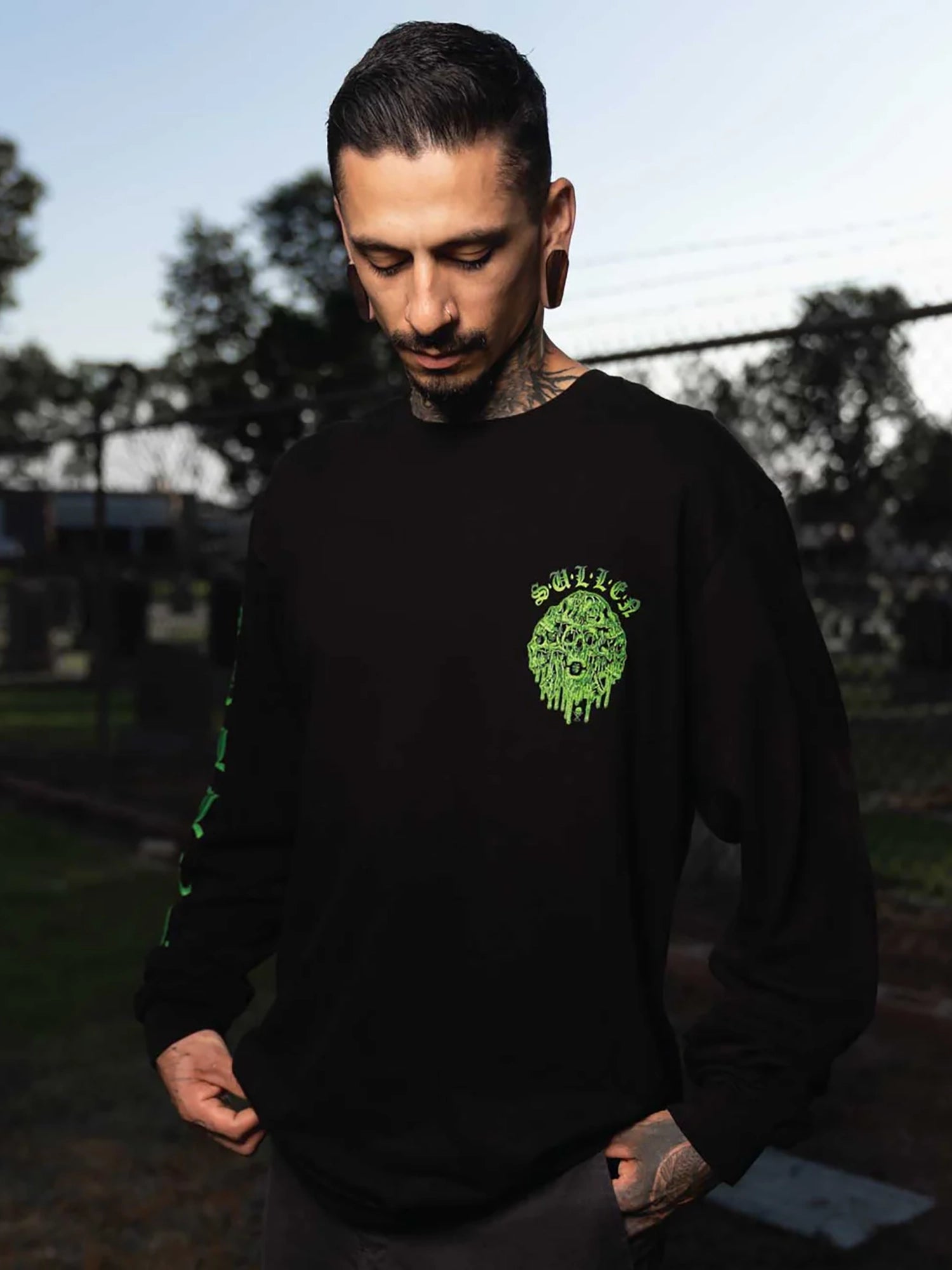 Sullen Men's Melting Skulls Long Sleeve Premium T-shirt