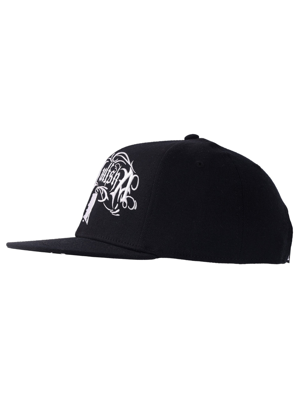 Metal Mulisha Intricate Snapback Hat, white Metal Mulisha logo underbill detail