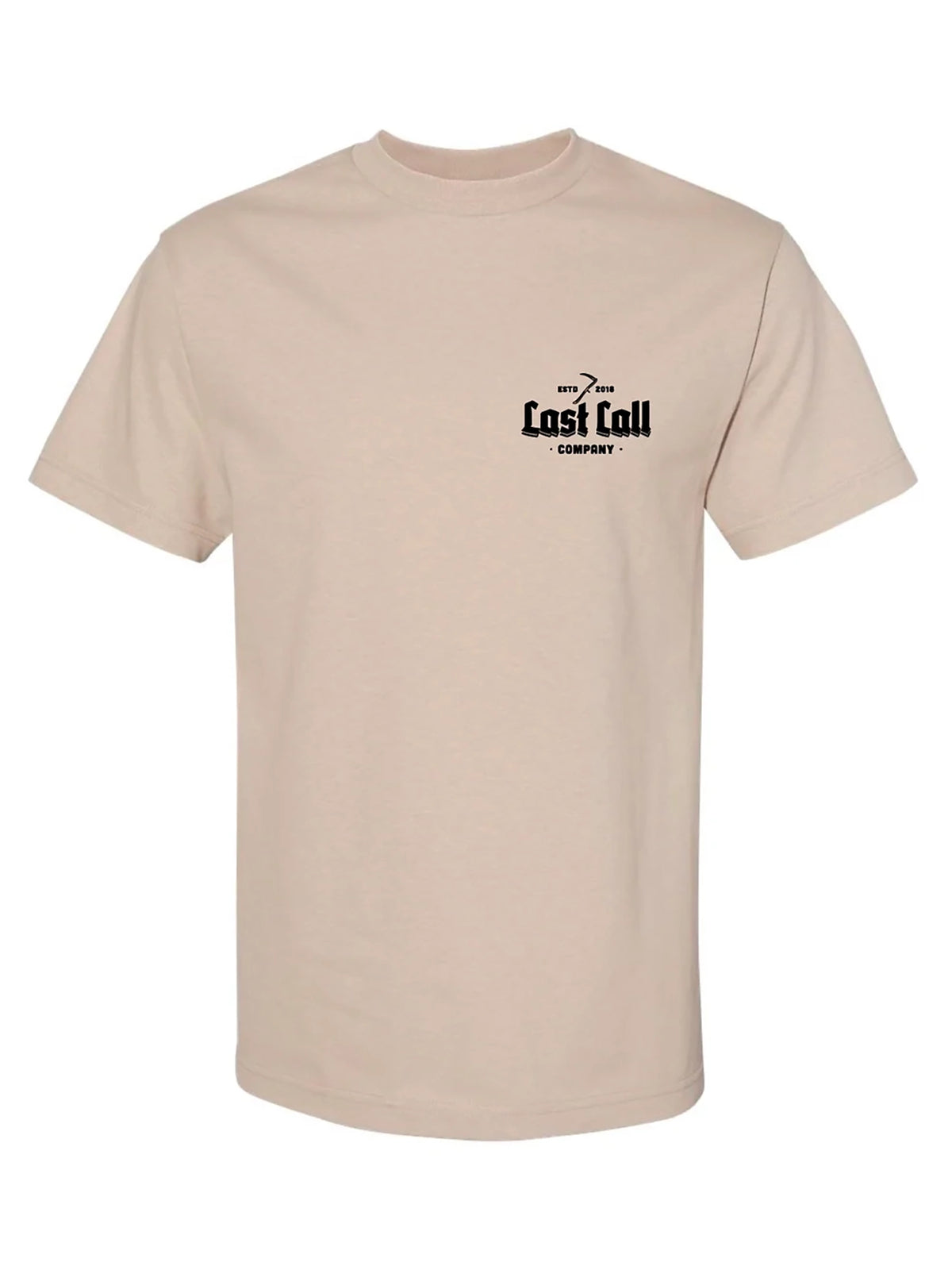 Last Call Co No Problemo Graphic T-Shirt Sand flat front view showing the chest graphic