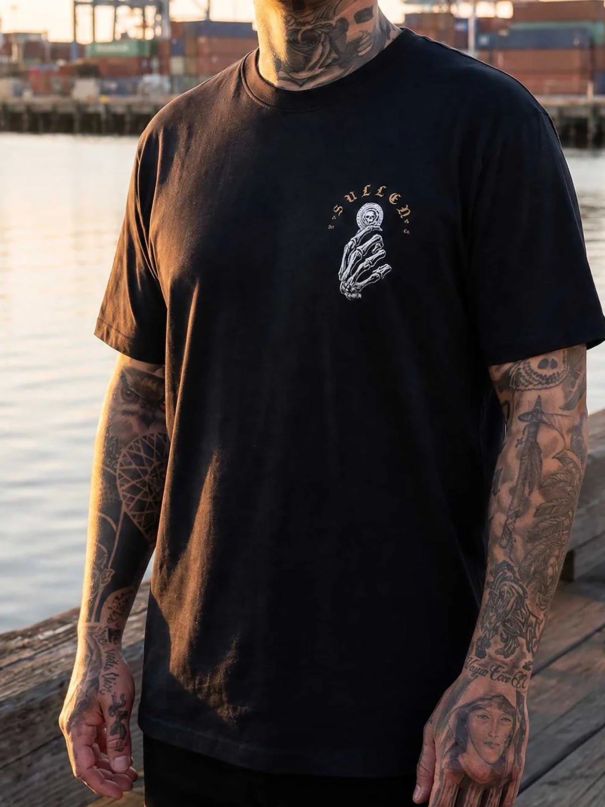 Sullen No Quarter II Premium T-shirt, waterfront lifestyle front view
